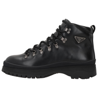 PRADA Logo Plaque Lace Up Boots