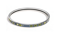 HERMES Enamel Palladium-Plated Metal Component Bangles Women's Silver
