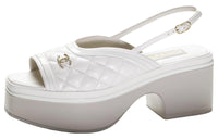 CHANEL One-Strap Sandals 6cm Women's White