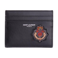 SAINT LAURENT Calfskin Card Holder Unisex Black