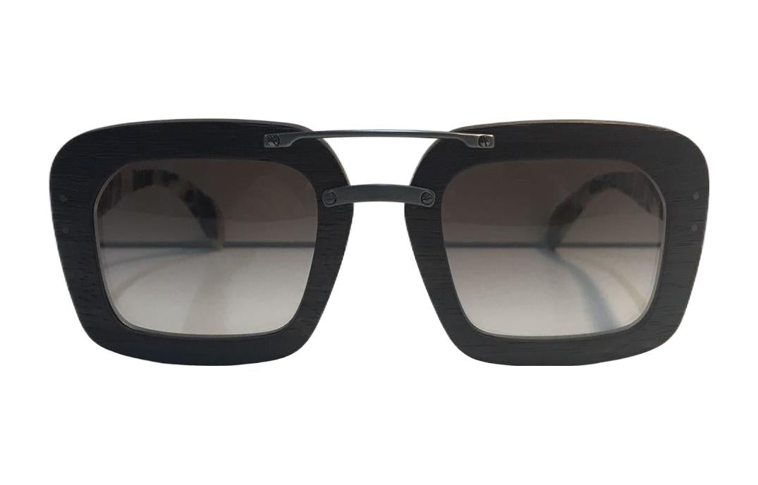PRADA Acetate Irregular Shape Sunglasses Unisex Black