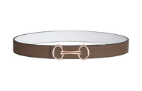 HERMES Heritage Buckle Gold Smooth Buckle Epsom Calfskin Double Sided Leather Belts Women's Brown Width 2.4cm