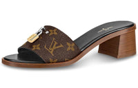 LOUIS VUITTON Lock It Slide Slippers Women's Brown