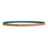 HERMES Rose Gold-Plated Leather Belts Unisex Sesame/Green Sesame Width: 1.3cm