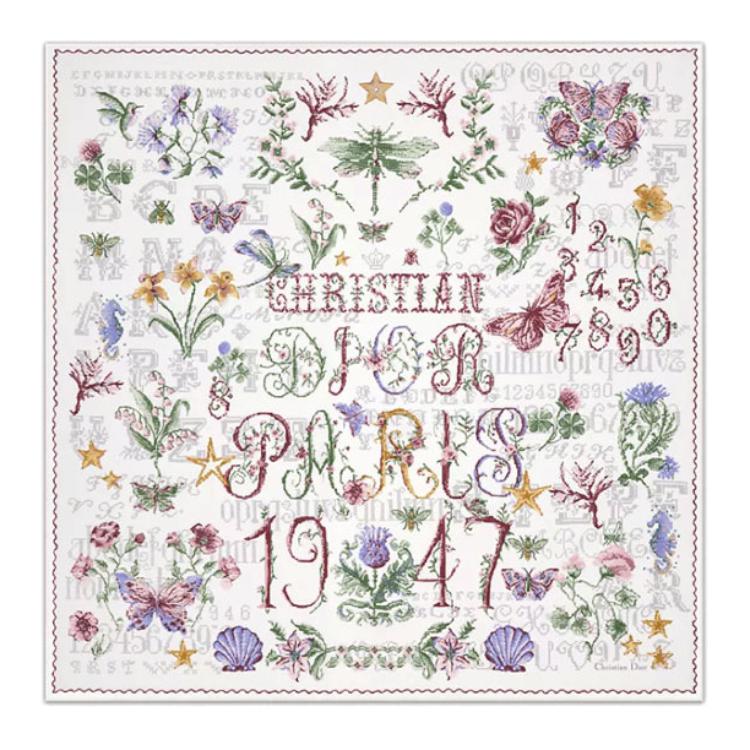 DIOR Mulberry Silk Scarves Women's White