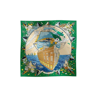 HERMES Mulberry Silk Scarves Women's Green