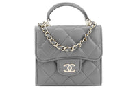 CHANEL Lambskin Clutches Handbags Mini Women's Gray