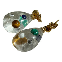 CELINE Crystal Earrings Women's Gold
