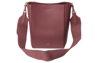 CELINE Sangle Cow Leather Portable Crossbody Bag Shoulder Bag Women's Red Brown