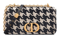 DIOR Caro Series Tech Canvas Canvas Bag One Shoulder Handbag Regular Women's Black/White