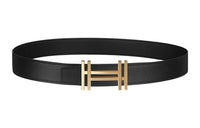 HERMES Calfskin Leather Belts Men's Black Width: 3.2cm