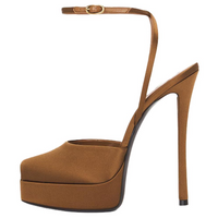SAINT LAURENT Liberat Slim Heel High Heels 14cm Women's Brown