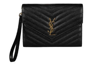 SAINT LAURENT Leather Clutch Regular Women's Black