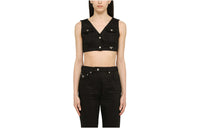 PRADA Triangle Logo Plaque V Neck Cropped Vest