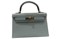 HERMES Mysore Goat Skin Handbag Mini Women's T0 Blue Mist And Breeze Blue