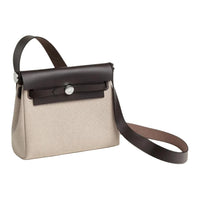 HERMES Canvas With Leather Crossbody Bag Shoulder Bag Mini Women's Ebony