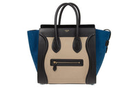CELINE Calfskin Handbag Mini Women's Gray & Blue & Black