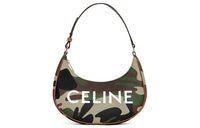 CELINE AVA Canvas With Leather Handbag, Shoulder Bag, One Shoulder Women's Camouflage Print/Khaki