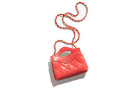 CHANEL Shiny Lambskin Handbag Shoulder Bag Crossbody Bag Women's Rogue Red