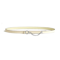 HERMES Calfskin Palladium-Plated Leather Belts Women's Beige/Yellow Width 1.3CM