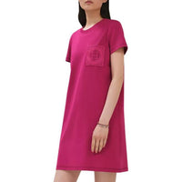 HERMES Short-Sleeved Dresses Women's Rose Red