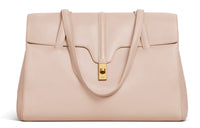 CELINE Soft 16 Smooth Cow Leather Soft Handbag Shoulder Bag Handbag Large Size Women's Nude Pink