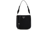 PRADA Leather Hobo Bag Shoulder Bag Unisex Black
