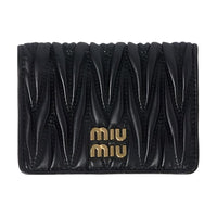 MIU MIU Leather Card Holder Card Holder Women's Black