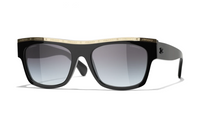 CHANEL Acetate Square Sunglasses Unisex Black