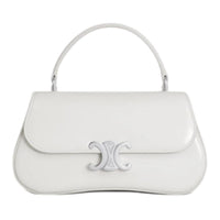 CELINE Shiny Cow Leather Shoulder Bag Crossbody Bag Handbag Women's White