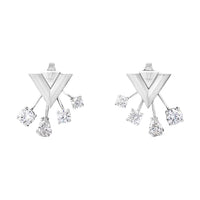 LOUIS VUITTON Faux Crystal Stud Earrings Women's Silver
