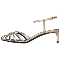CELINE Triomphe One Strap Sandals 5cm Women's Gold And Silver