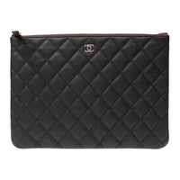 CHANEL Litchi Grain Embossed Calfskin Wallet Coin Purse Clutch Regular Women's Black