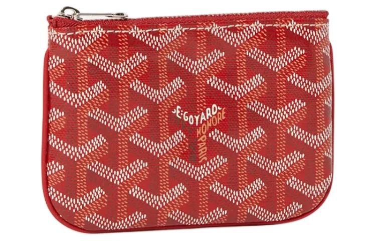 GOYARD Canvas With Calfskin Key Pouch Nano Unisex Red
