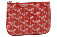 GOYARD Canvas With Calfskin Key Pouch Nano Unisex Red