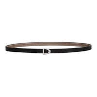 HERMES Calfskin Leather Belts Unisex Black Gray Umber Width: 1.3cm