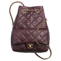 CHANEL Grained Lambskin Backpack Women's Burgundy