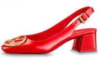 LOUIS VUITTON Chunky Heel High Heels Women's Red