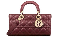 DIOR Lady D-JOY Lambskin Shoulder Bag Crossbody Bag Handbag Medium Size Women's Burgundy
