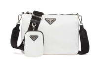 PRADA Nylon And Saffiano Leather Crossbody Bag Shoulder Bag Men's White