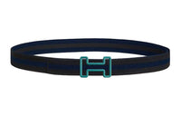 HERMES Double-Sided Mesh Design Leather Belts Men's Multicolor Width: 3.2CM