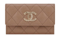 CHANEL Cow Leather Card Holder Money Regular Women's Brown