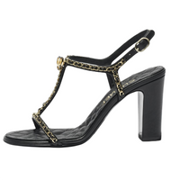 CHANEL Strap Sandals 8.8cm Women's Black