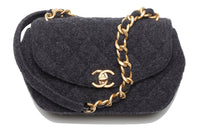 CHANEL Felt Messenger Bag Shoulder Bag Crossbody Bag Mini Women's Charcoal Gray