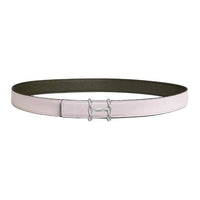 HERMES Calfskin Leather Belts Women's Light Purple/Gray Green Width 2.4CM