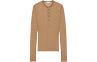 SAINT LAURENT Henley Shirt In Knit Knitwear Women's Light Brown