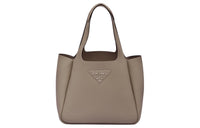 PRADA Leather Basket Bag Handbag Medium Size Women's Clay