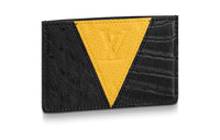 LOUIS VUITTON Crocodile Leather Card Holder Unisex Black/Yellow
