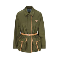 PRADA Logo Patch Belted-Waist Jacket