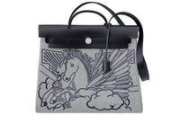 HERMES Herbag Zip Canvas Portable One Shoulder Canvas Bag Crossbody Bag Women's Black/Gray